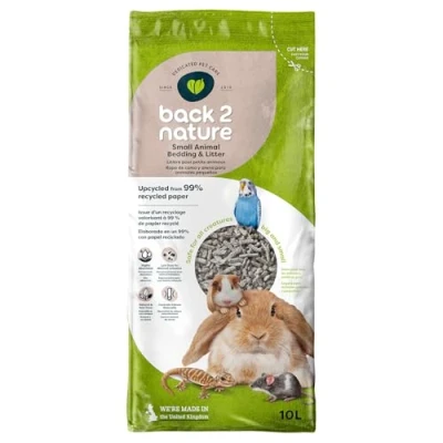 Image de Back 2 Nature Litière et literie, (10 l) hautement absorbante composée à 99 % de papier recyclé pour petits animaux, cage lapins, oiseaux, furets hamsters, douce, sûre compostable.