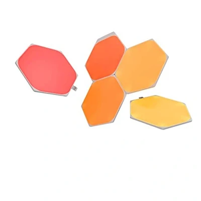 Image de Nanoleaf Shapes Hexagone Kit de Démarrage, 5 Panneaux Lumineux LED Connectés Appliques Murales Luminaires Intérieur Modulaires RGBW Wi Fi, Compatible Alexa, pour Salon Chambre ou Bureau Gaming