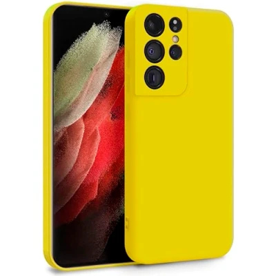 Image de MyGadget Coque pour Samsung Galaxy S21 Ultra Case Silicone Souple &amp; Soft Doublure Microfibre Cover TPU Protection Extra Fine Légère Jaune