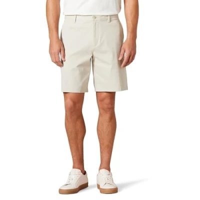 Image de Amazon Essentials Short Chino Confortable en Tissu Extensible, Entrejambe 23 cm, Coupe Classique Homme, Gris Pierre, 38W