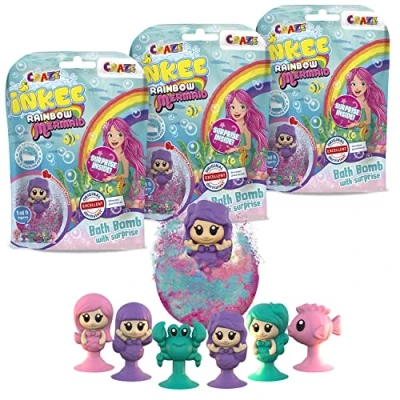 Image de CRAZE Inkee 3 Set Boule de Bain Magique parfumée avec Ventouse et sirène Mermaid, 39731, Multicolore, 1 Unité (Lot