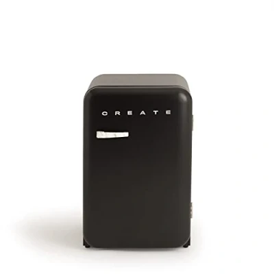 Image de CREATE / RETRO FRIDGE 83.5 MARBLE/Réfrigérateur Noir avec Poignée Marbre/Pratique et fonctionnel, Matériaux résistants