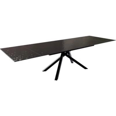 Image de Table à manger Edge 200 300x100 verre fondu noir fumé relief en 3D cadre croisé rectangulaire extensible