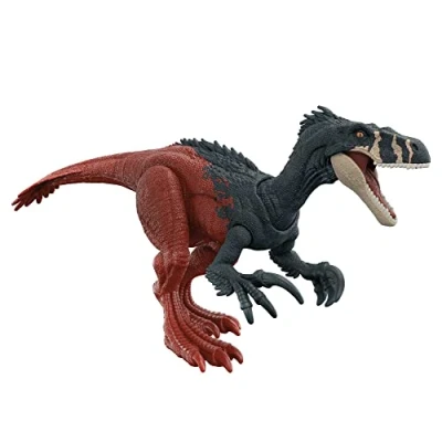 Image de Mattel Jurassic World Figurine articulée de Megaraptor, rugissement, attaque vers l’avant, avec code ADN scannable, Jouet Enfant, Dès 4 ans, HGP79