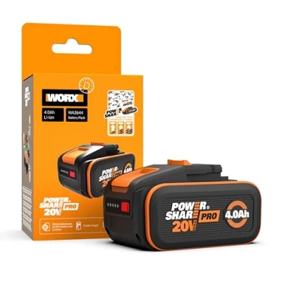Image de WORX Batterie Powershare Pro au Lithium ION 20V 4Ah WA3644 (Compatible avec Tous Les Outils 20V/40V/80V)