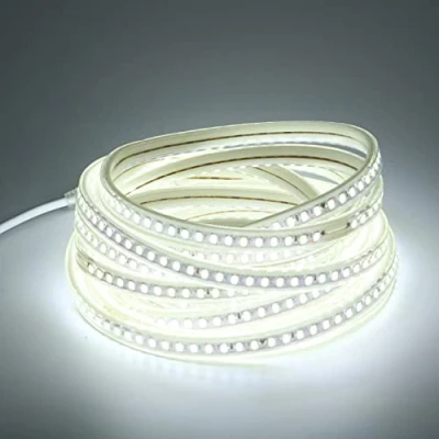 Image de pcning 6 Metres Blanc Froid IP67 LED Bande Flexible AC 220 V 5730 Avec Clips de montage pour salle a manger armoire chambre coucher interieure (Blanc Froid, 6)