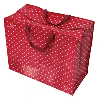 Image de Grand Sac de Rangement avec Fermeture éclair, résistant et Durable, 55 x 48 28 cm, 70 l, Motif au Choix (Rouge rétrospot)