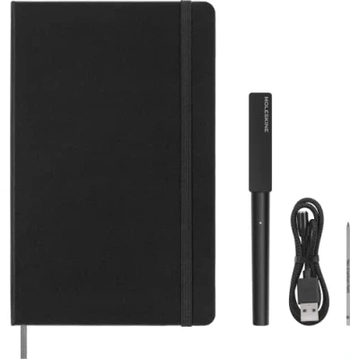 Image de Moleskine Smart Writing Set, Carnet Intelligent avec Stylo Connecté Inclus, Moleskine, Numérique Pages Lignées, Large, 13x21 cm, Noir