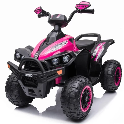 Image de FINOOS Quad Electric Enfants 12V Python Voiture Electrique lumières LED, Batterie: 10Ah, Roues Souples en EVA, siège Cuir pour Les de 2 à 4 Ans (Rose)