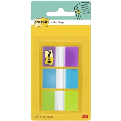 Image de Post it 680 PBGEU Marque pages 25,4 x 44 mm Bleu/Vert/Violet