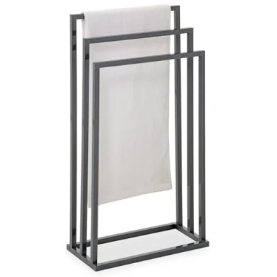 Image de IDIMEX Porte Serviettes sur Pied KUNO Portant pour vêtements et Linge de Salle Bain avec 3 Niveaux d&#039;étendage différentes hauteurs, Structure en métal laqué Or