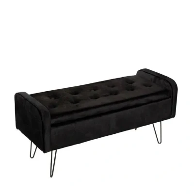 Image de Banc VENLO velours noir 100x39x45cm 820811