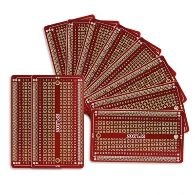 Image de EPLZON PCB Board Carte de prototypage Breadboard soudable Protoboard Circuit Imprimé Double Faces pour les projets bricolage électronique compatibles avec(10 pièces,Rouge)