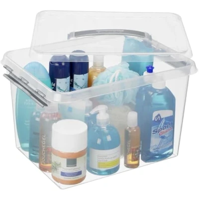 Image de helit sunware H6160402 Boîte de rangement « the q line », 22 litres, avec couvercle, transparent, 1 pièce