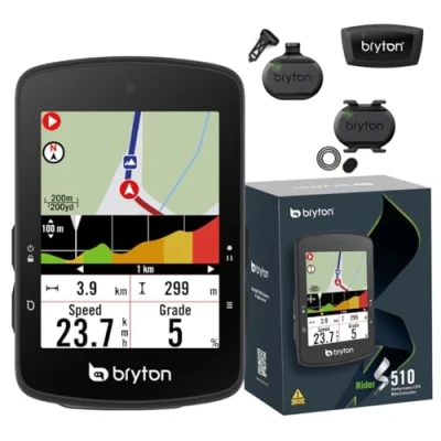 Image de Bryton Rider S510 Ensemble de capteurs LCD Couleur 7,1 cm Écran Tactile GPS pour vélo, Carte européenne Hors Ligne, Compatible avec Radar Batterie Longue durée Vie 30 Heures