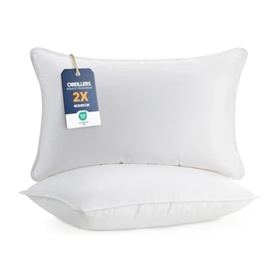 Image de Utopia Bedding Oreillers (Lot de 2), 40x80 cm Rectangulaires pour Dormir, Rembourrage en Fibre Polyester 3D, Respirant et Doux (Blanc)