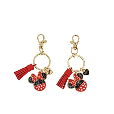 Image de Disney Ensemble de Porte clés Minnie Mouse Rouge, Noir et doré, Noir, Blanc Taille Unique