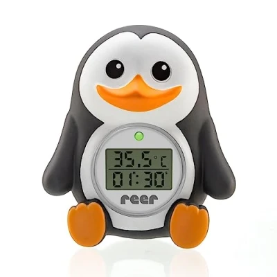 Image de reer Myhappypingu Thermomètre de Bain Numérique 2 en 1 Anthracite/Blanc/Orange