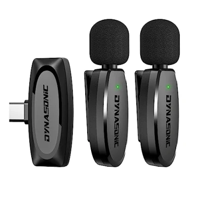 Image de DYNASONIC DM Pro 02 Pack (2ème Génération) 2 Microphones Professionnels sans Fil Android Type C. Micro Cravate Lavalier pour Mobile (2.4GHz) Facebook Tiktok Vidéo Vlog Youtube