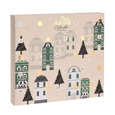 Image de Spetebo Calendrier de l&#039;Avent 2024 beige 24 sachets thé Différents types pour la période Noël décoratif