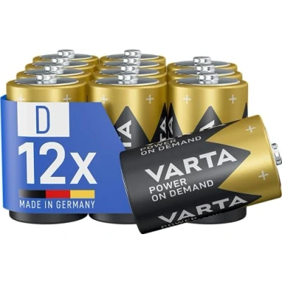 Image de VARTA Piles D Mono, lot de 12, Power on Demand, Alcalines, Pack Stockage, Flexible, Puissant, pour Les Accessoires informatiques, appareils Smart Home, Made in Germany [Exclusif sur Amazon]
