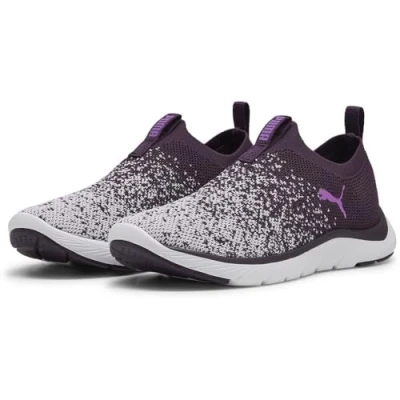 Image de PUMA Femme SOFTRIDE REMI Slip on Knit Wn&#039;s Chaussure de Course sur Route, Midnight Plum Lilac Frost White, 40.5 EU
