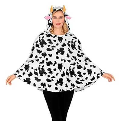Image de Widmann W 48162 Costume de Vache Poncho avec Capuche, Carnaval, soirée à thème, 10206338, Multicolore, Taille Unique Fits Most Adult