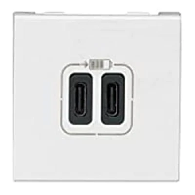 Image de Legrand 077590 Mosaic USB Chargeur, Type C, 3A, 15W, 2 Module, 230V ou 5V, Blanc