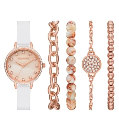 Image de Skechers Coffret pour Femme Comprenant Une Montre à 3 Aiguilles en Alliage de Couleur dorée Rose et Un Bracelet, SR9080