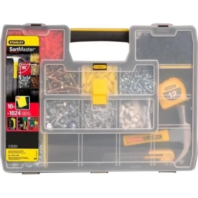 Image de Stanley 1 94 745 Organiseur Sort master 17 Compartiments 8 Intercalaire mobile Couvercle Anti mouvement Clip Latéraux pour Empilage Multicolore