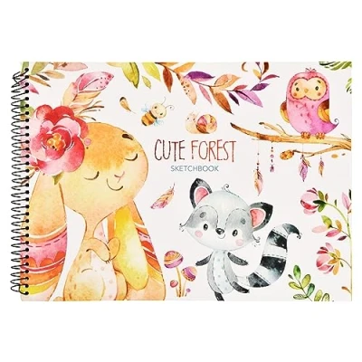 Image de A4 Cahier de Croquis 21x29cm Carnet 100 Pages/50 Feuilles Dessin Enfants 110gsm Sketchbook à Reliure Spirale Sans Acide Papier pour Peinture Griffonnage