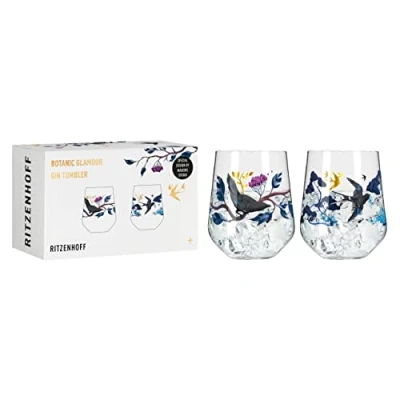 Image de Ritzenhoff 3801002 Verre à gin set 700 ml série Botanic Glamour n 1, 2 pièces tumbler avec monde en papier Made in Germany