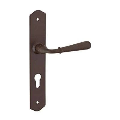Image de THIRARD Ensemble de poignées pour porte d&#039;entrée Charon trou cylindre, carré 7mm, entr&#039;axes 195mm, acier rouillé
