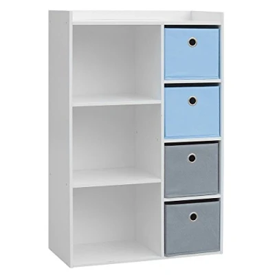 Image de Fornord Armoire 3 Niches avec 4 Tiroirs, Panneau de particule, Multicolore, 31 x 10,5 97 cm