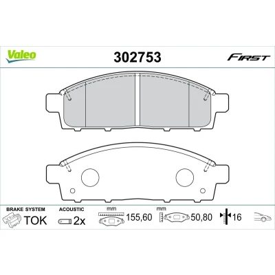 Image de VALEO 302753 Jeu de plaquettes frein Essieu avant contact signal d&#039;usure inclus sans tôle anti bruit MITSUBISHI: L200 / Triton V Pick up