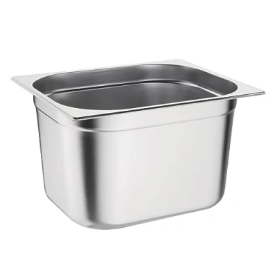 Image de Vogue Bac Gastronorme 1/2, Inox, Profondeur : 200 mm, Capacité 12 Litres, Récipient de conservation des aliments chauds et froids, Compatible Bain Marie, Couvercle vendu séparément, K932