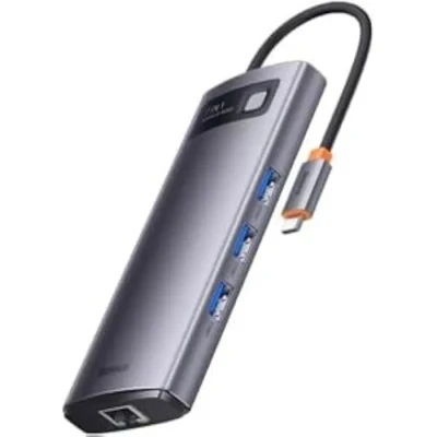 Image de Baseus Hub 7 en 1 série Metal Gleam, USB C vers 3 x 3.0 + 2 HDMI PD Ethernet RJ45