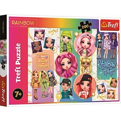Image de Trefl 200 éléments Puzzle coloré avec des Personnages de Conte Fées, Divertissement Créatif, Amusement pour Les Enfants à partir 7 Ans, 13289, Amitié Rainbow High