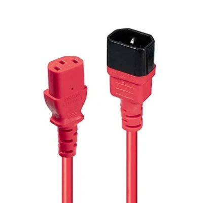 Image de Lindy Rallonge de câble d&#039;alimentation IEC 60320 C13 pour C14 1 m moulé rouge