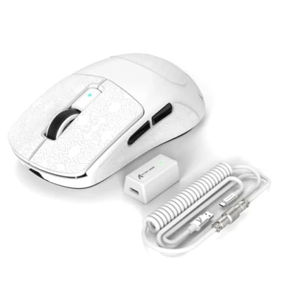 Image de EWEADN x Attack Shark R6 Lightspeed Wireless Gaming Mouse, Ultra légère 39G, HyperSpeed avec 8K Hz, Capteur PAW3950, Nordic52840, 42K DPI pour Jeu E Sport, Souris Programmables Tri Mode WhitePro