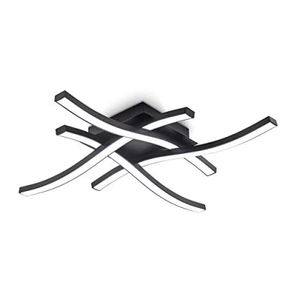 Image de B.K.Licht plafonnier LED design moderne, éclairage plafond en forme de vague, modules 20W intégrés, 2.000Lm, lumière blanche neutre 4000K, finition noire