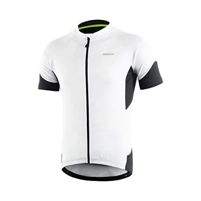 Image de Bergrisar Maillot de cyclisme basique à manches courtes et poches zippées pour homme blanc XX Large