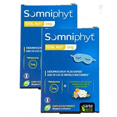 Image de SANTE VERTE Somniphyt Mélatonine 1 mg Nouvelle Formule pilules Lot de 2 x 30 comprimés