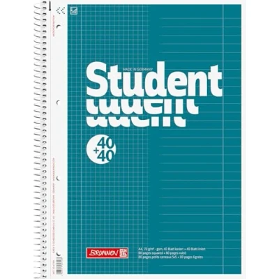 Image de Fontaine 1067974 Bloc notes Duo ligné A4 (linéature 27, linéature 28) 70 g/m² 40 feuilles lignées, pages à carreaux