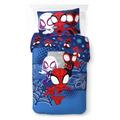 Image de Jay Franco Marvel Spidey et Ses Amis extraordinaires Vroom Parure de lit Une Personne pour Enfant Ensemble Housse Couette taie d&#039;oreiller 50 x 70 cm 100% Coton