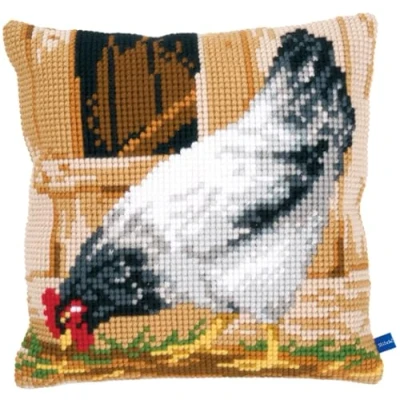 Image de Vervaco Kit coussin au point de croix Poule grise , Multicolore ca. 40 x cm / 16&quot;
