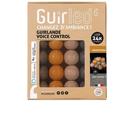 Image de GuirLED Guirlande lumineuse boules coton LED USB Commande Vocale Amazon Alexa &amp; Google Assistant Programmable à l&#039;infini Adaptateur secteur 2xUSB inclus 24 2.4 Mesopotamia