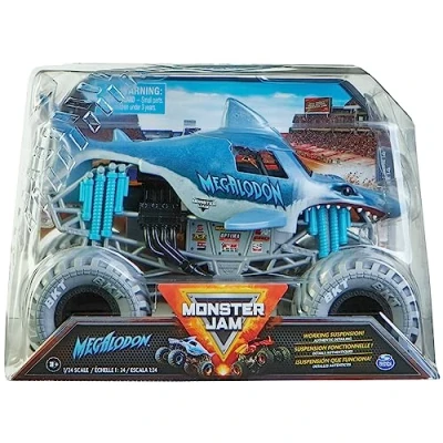 Image de Monster Jam, Camion Monstre Officiel Megalodon, véhicule Collector moulé sous Pression, échelle 1:24, Jouets pour Enfants de 3 Ans et Plus