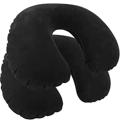 Image de com four® 2X Oreiller de Soutien Nuque Gonflable Cou Pratique à gonfler Voyage idéal pour Les déplacements (2 pièces Noir)