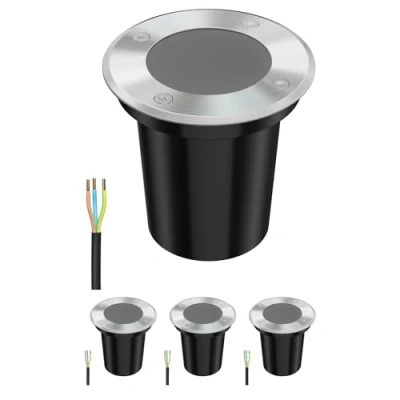 Image de ledscom.de 4 pièces luminaire encastré de sol BOLI pour l&#039;extérieur, IP67, inox, rond, 108mm Ø, 1x GU10 max. 15W, givré